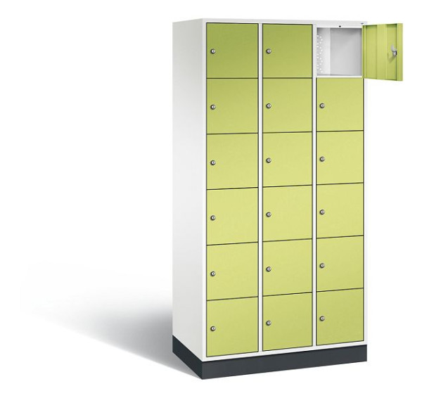 C+P Schließfachschrank Intro, H1950xB920xT490mm, Farbe: Verkehrsweiß / Viridingrün, 8670-301 S10116