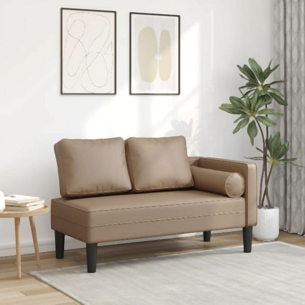 vidaXL Chaiselongue mit Kissen Cappuccino Kunstleder, 4007569