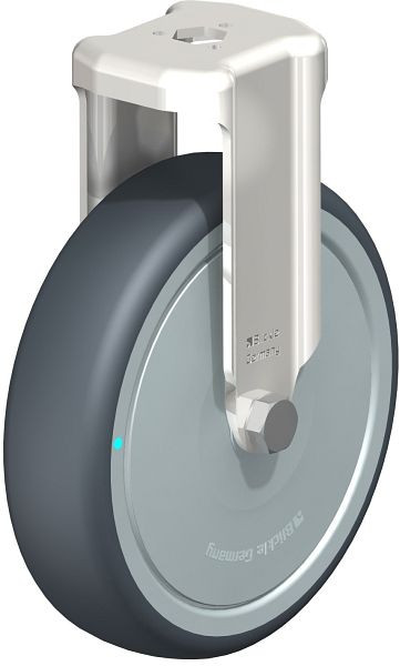 Blickle BKRXA-TPA 126KD-FK Edelstahl-Apparate-Bockrolle mit Rückenloch, Thermoplastisches Gummi-Elastomer, Grau, 574608
