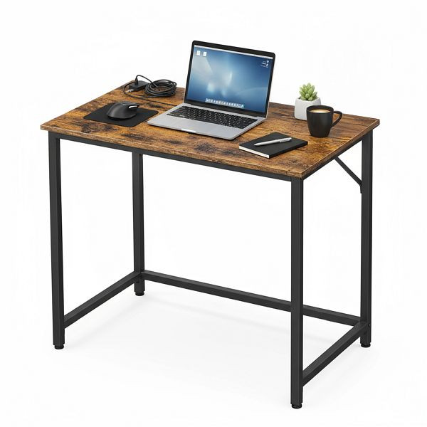 VASAGLE Computerschreibtisch, Braun, Schwarz, 80x50x75,5 cm, LWD038B01