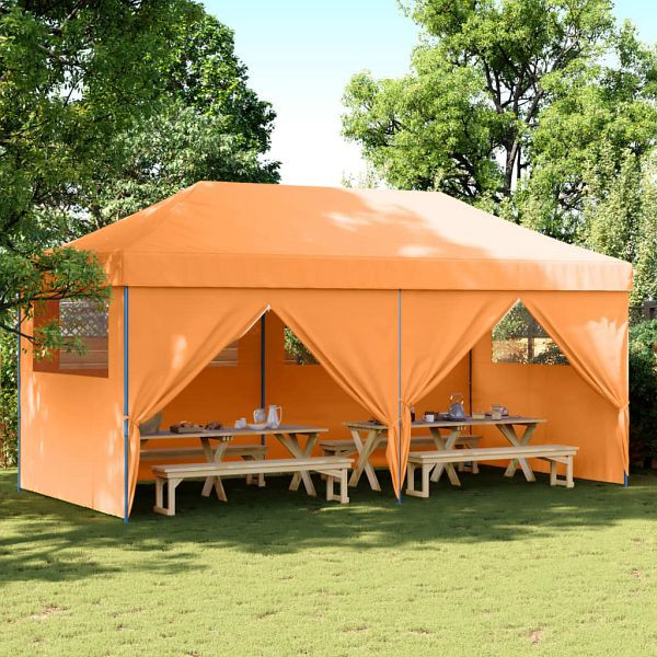 vidaXL Partyzelt Faltbar Pop-Up mit 4 Seitenteilen Orange, 4004953