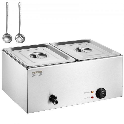VEVOR Speisenwärmer Chafing Dish Gastronormbehälter 17L 2x1/2 Größe 1200W, SYSPBWQPTK21AMZ4ZV2