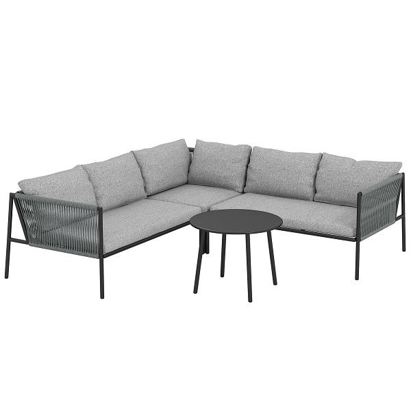 Outsunny Gartenmöbel Set Polyrattan Lounge-Set mit Ecksofa Tisch Kissen für 6 Personen Dunkelgrau, 860-391V00CG
