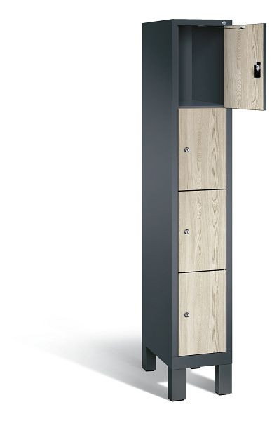 C+P Schließfachschrank Evolo, H1850xB320xT500mm, Farbe: Anthrazitgrau / Dekor Sen-Esche, 48010-104 S10147