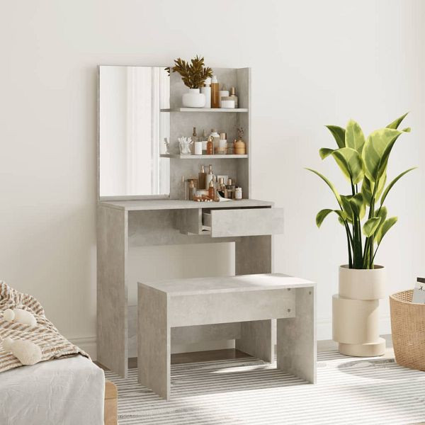 vidaXL Schminktisch-Set Betongrau 74,5x40x141 cm, 3114142