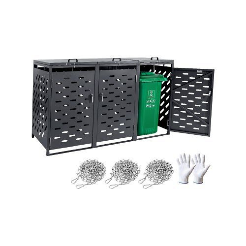 VEVOR Mülltonnenbox für 3x240L, abschließbarer Aufbewahrungsschuppen, für Garten, Hinterhof und Terrasse, LJTCCXDXG3243XJZMV0