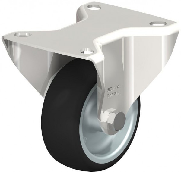 Blickle BX-PATH 80G Edelstahl-Bockrolle mit Anschraubplatte, Thermoplastisches Polyurethan, Grau, 307082