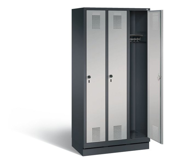 C+P Garderobenschrank Evolo, H1800xB900xT500mm, Farbe: Schwarzgrau / Weißaluminium, 48020-30 S10021