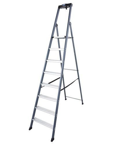 Krause Stufenstehleiter Sepro S, eloxiert, extrem rutschfeste Plattform, 8 Stufen, 257469