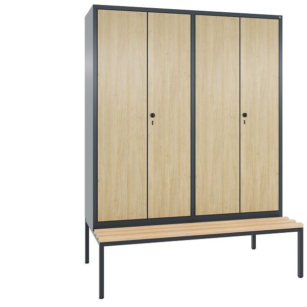 C+P Spind Evolo, 4 Abteile, H2090xB1590xT815 mm, Anthrazit/HPL Eiche, 48052-42 S10356