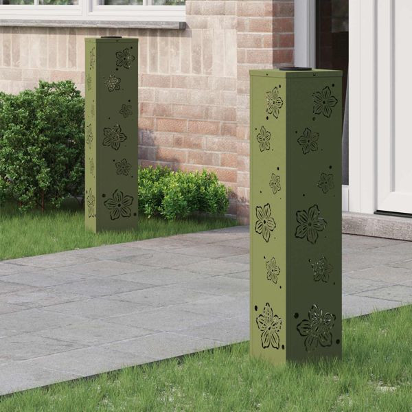 vidaXL Solar LED Weg Licht 2 pcs Olive Grün Kalt gewalzter Stahl, 879747