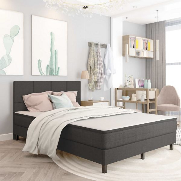 vidaXL Boxspringbett Dunkelgrau Stoff 180x200 cm, 3054718