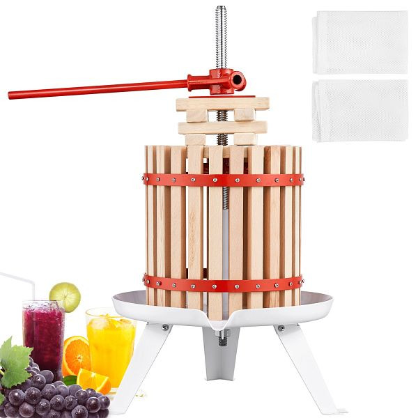 VEVOR Obstpresse Saftpresse Beerenpresse 12 L, Fruchtpresse 25 x 25 cm Zelkova-Holz Manuelle Obstpresse, LSGJYZJMM12L8V4OHV0