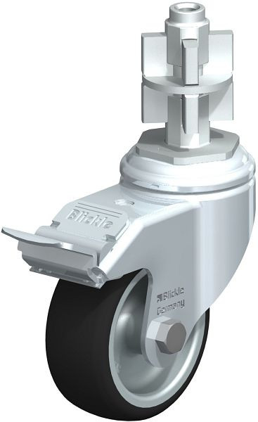 Blickle LKRA-PATH 80G-11-FI-E17 Apparate-Lenkrolle mit Expander & Feststeller, Thermoplastisches Polyurethan, Grau, 654640