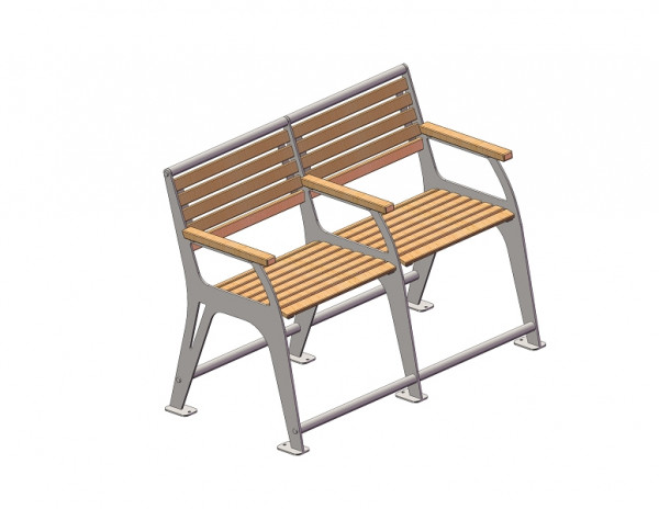METDRA 1er Seniorenbank Komfort-Plus, starr, Sitzhöhe 560mm, Stahl verzinkt und beschichtet nach RAL, 860 510