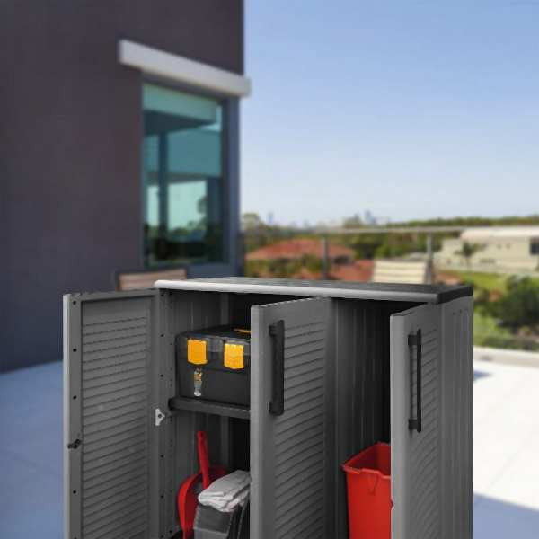 vidaXL Gartenschrank Grau und Schwarz 102x37x84 cm PP, 151820
