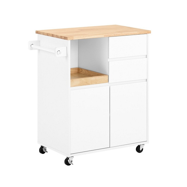 SoBuy Küchenwagen mit 2 Schubladen Holzfarbe 72x42x84 cm, Modern, FKW123-WN