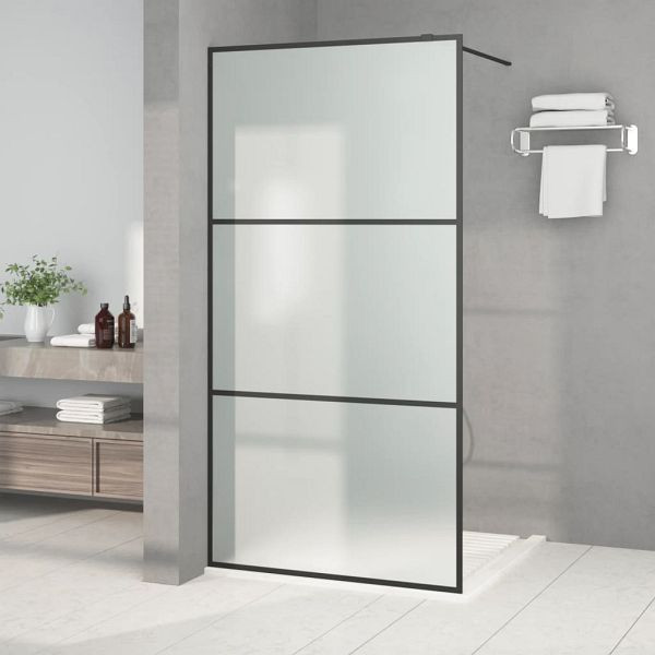 vidaXL Duschwand für Walk-In Dusche Schwarz 100x195 cm ESG Mattiert, 152112
