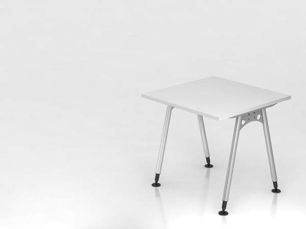 Hammerbacher Schreibtisch A-Fuß 80x80 Weiß, Rechteckform, VAS08/W/S