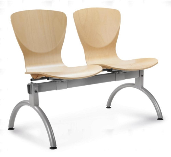 Deskin Besucherbank Tibo, Buchedekor, 935 x 620 x 840 mm, Gestell: Alusilber, 254455