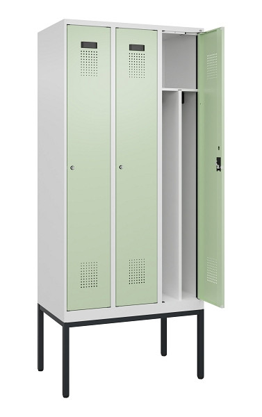 C+P Spind Evolo PLUS, Gestell, 3 Abteile, 2120x900x500mm, 9016/6019, Verschluss Zylinderschloss, 0490307-30F S10046