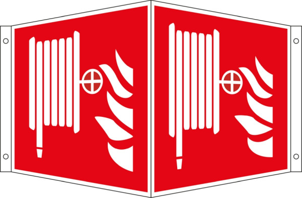 Eichner Brandschutz-Winkelschild "Löschschlauch", H x B x T: 33,5 x 20,2 x 14 cm, Aluminium, langnachleuchtend HI 150, 9225-13735-020