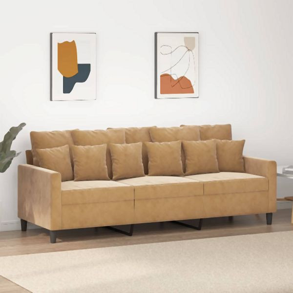 vidaXL 3-Sitzer-Sofa Braun 180 cm Samt, Entspannung, 359320