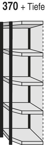 Kerkmann Eckregalfeld Stora 100, T 300 x H 1900 mm, schwarz/lichtgrau, 51242115