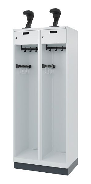 C+P Feuerwehrspind Evolo, Modell PRAKTUS, 2 Abteile, H1850xB800xT500 mm, Lichtgrau, Sockel, 0492015-22 S10010