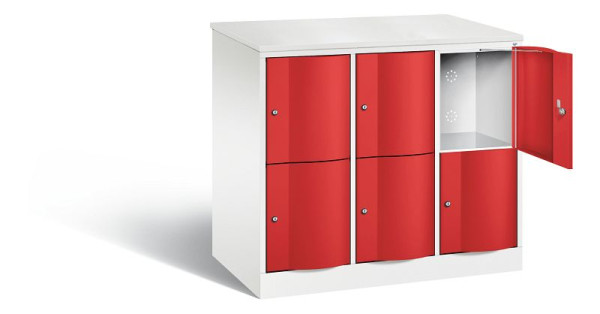 C+P XL-Schließfachschrank Resisto, H1077xB1148xT640mm, Farbe: Verkehrsweiß / feuerrot, 8472-373 S10098