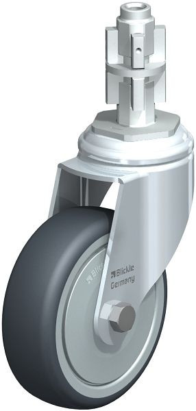 Blickle LKRA-TPA 101K-11-FK-E14 Apparate-Lenkrolle mit Expander, Thermoplastisches Gummi-Elastomer, Grau, 625426