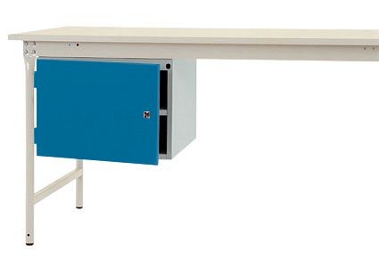 Manuflex Gehäuse-Unterbau stationär, Nutzhöhe 300 mm mit 1 Tür und Einlegeboden, für Tischtiefe 800 mm, Brillantblau, ZB4704.5007