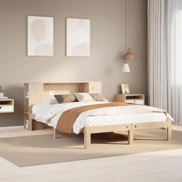 vidaXL Massivholzbett mit Regal ohne Matratze 140x200 cm Kiefer, 3322515