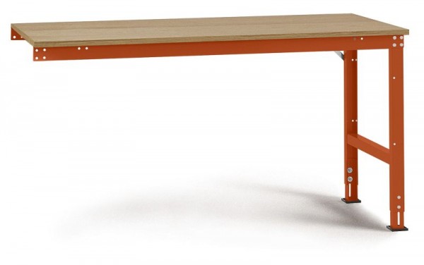 Manuflex Arbeits-Anbautisch UNIVERSAL Standard mit Multiplexplatte, BxTxH = 1000 x 600 x 760-870 mm, Rotorange, AU6005.2001