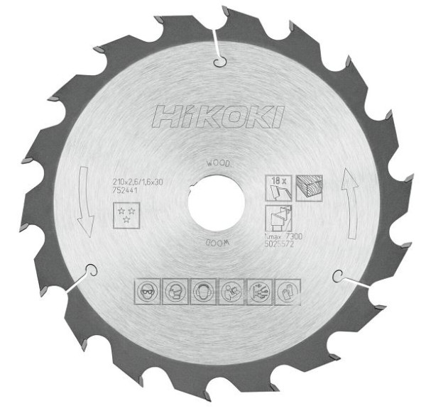 HiKOKI TCT Kreissägeblatt Holz 210x30 Z18 Wechselzahn, 752441