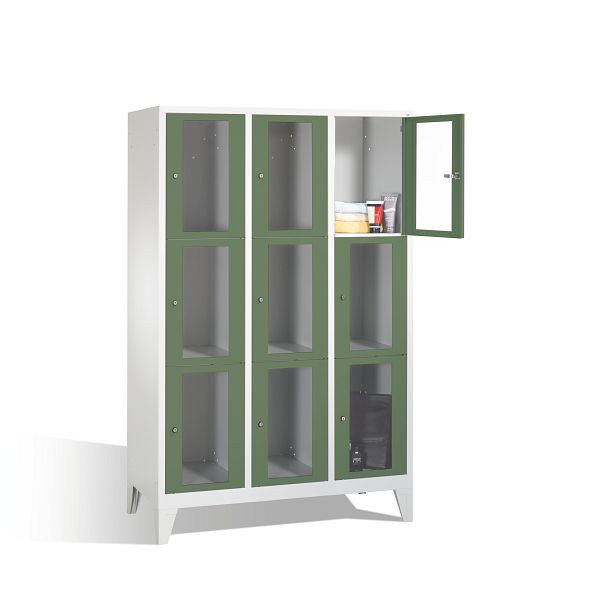 C+P Schließfachschrank Classic, H1850xB1200xT500mm, Farbe: Lichtgrau / Resedagrün, 8010A323 S10004