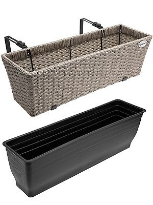 casaria Polyrattan Blumenkasten 2er-Set Creme, 108064