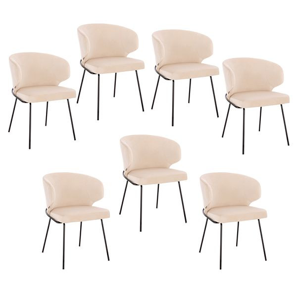 HOME DELUXE Esszimmerstuhl AMARA Samt Beige - Stückzahl: 7, 55998