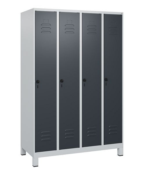 C+P Umkleidespind Classic PLUS, Füße, 4 Abteile, 1800x1200x500mm, 7035/7016, Drehriegel, 0800107-40 S10008