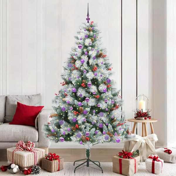 vidaXL Künstlicher Weihnachtsbaum Grün und Weiß 210 cm, 3395194