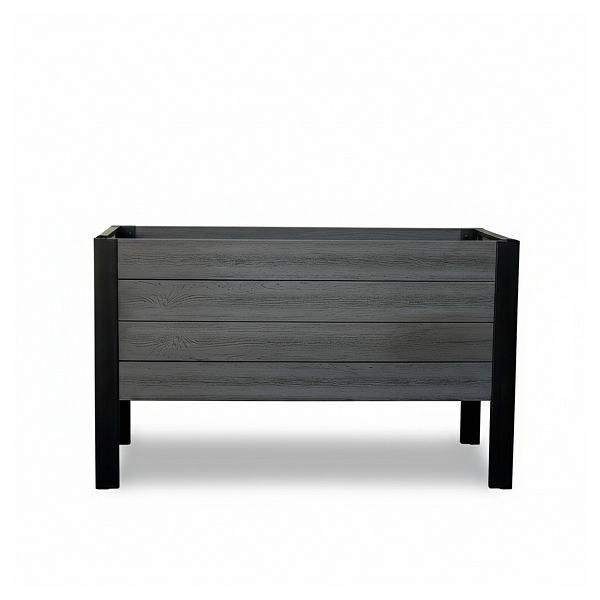 T&J MAINAU-Serie Pflanzkasten, 97 x 39 x 58 cm, mit Alu-Füßen, PVC charcoal, kartonverpackt, 21903