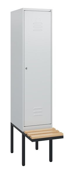 C+P Umkleidespind Classic PLUS, 1950x400x815mm, 7035/7035, Zylinderschloss, Buche-Sitzleisten, 0800405-12 S10024