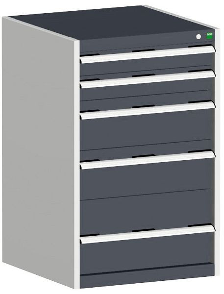 bott cubio Schubladenschrank bestückt mit 5 Schubladen BxTxH: 650 x 650 x 1000 mm, RAL 7035/7016, 40019057.19V