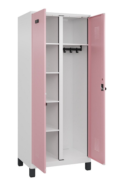 C+P Wäsche-/Garderobenspind Evolo PLUS, mit Füßen, 2 Abteile, 1950x800x500mm, 9, Frontfarbe RAL 3015 Hellrosa, Drehriegel, 049610-22 S10018