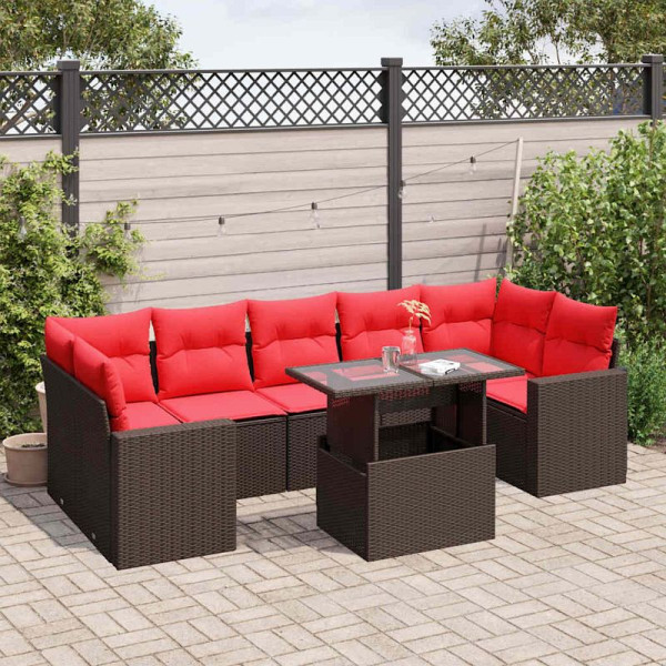 vidaXL 8-teiliges Gartensofa-Set mit Kissen, braun, Polyrattan, 3267154