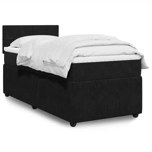 vidaXL Boxspringbett mit Matratze Schwarz 100x200 cm Samt, 3289964