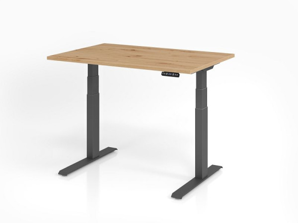 Hammerbacher Schreibtisch XDKB12, 120 x 80 cm, Platte: Asteiche, 25 mm dick, ABS-Dickkante, Rechteckform, Graphit, VXDKB12/R/G