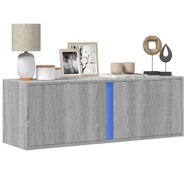 vidaXL TV-Wandschrank mit LED-Beleuchtung Grau Sonoma 100x31x35 cm, 852269