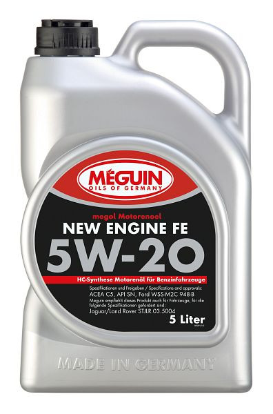 Meguin megol Motorenöl New Engine FE SAE 5W-20, Kanister Kunststoff, VE: 5 Liter, 9291