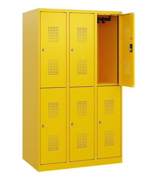 C+P Doppelstöckiger Spind Evolo PLUS, 6 Fächer, 1530x900x500mm, 1023/1023, Zylinderschloss, 0493005-30 S10065